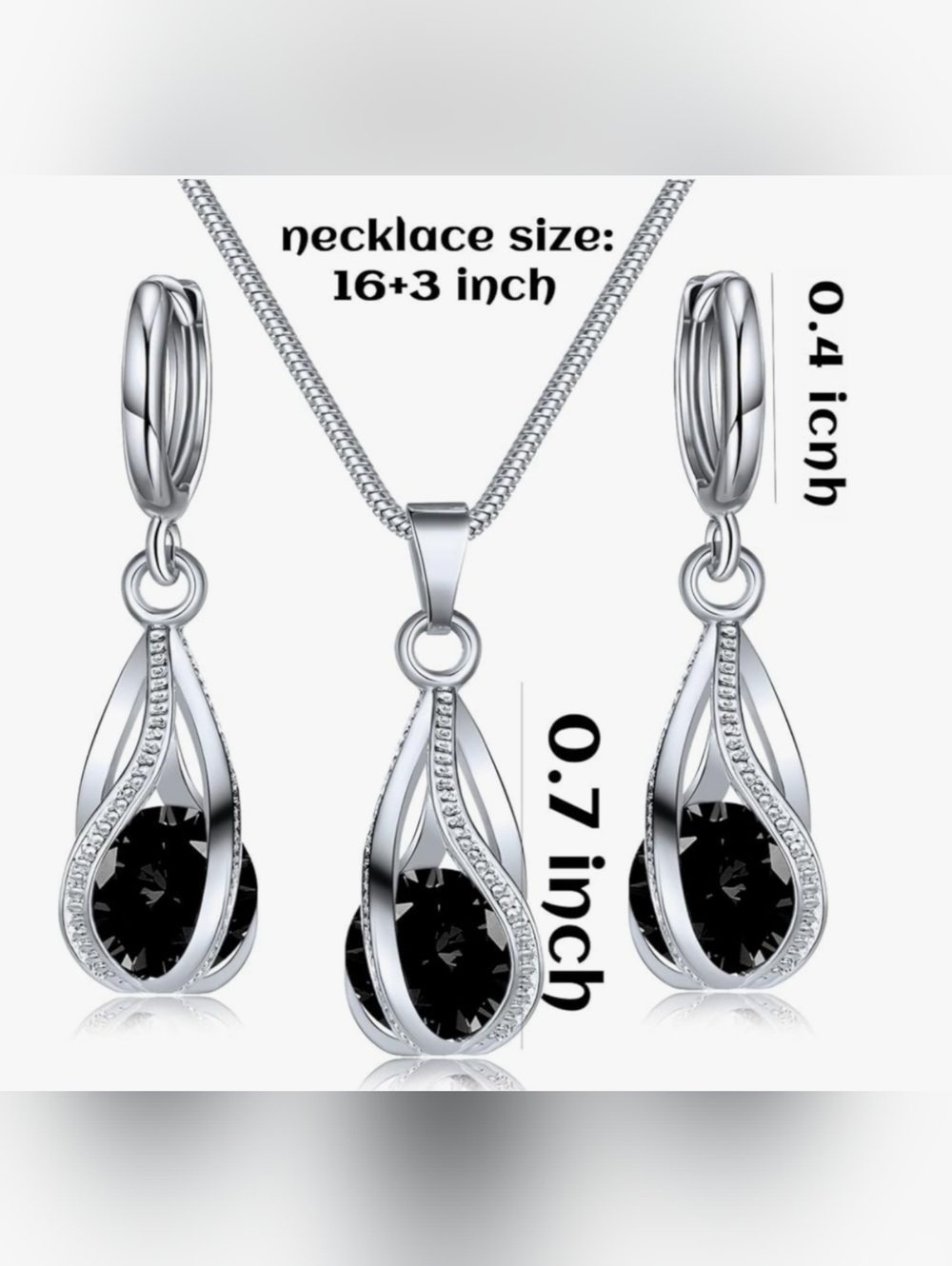 Silver Necklace Earring Jewelry Sets  Rhinestone Crystal CZ Gift Set - Picture 2 of 2
